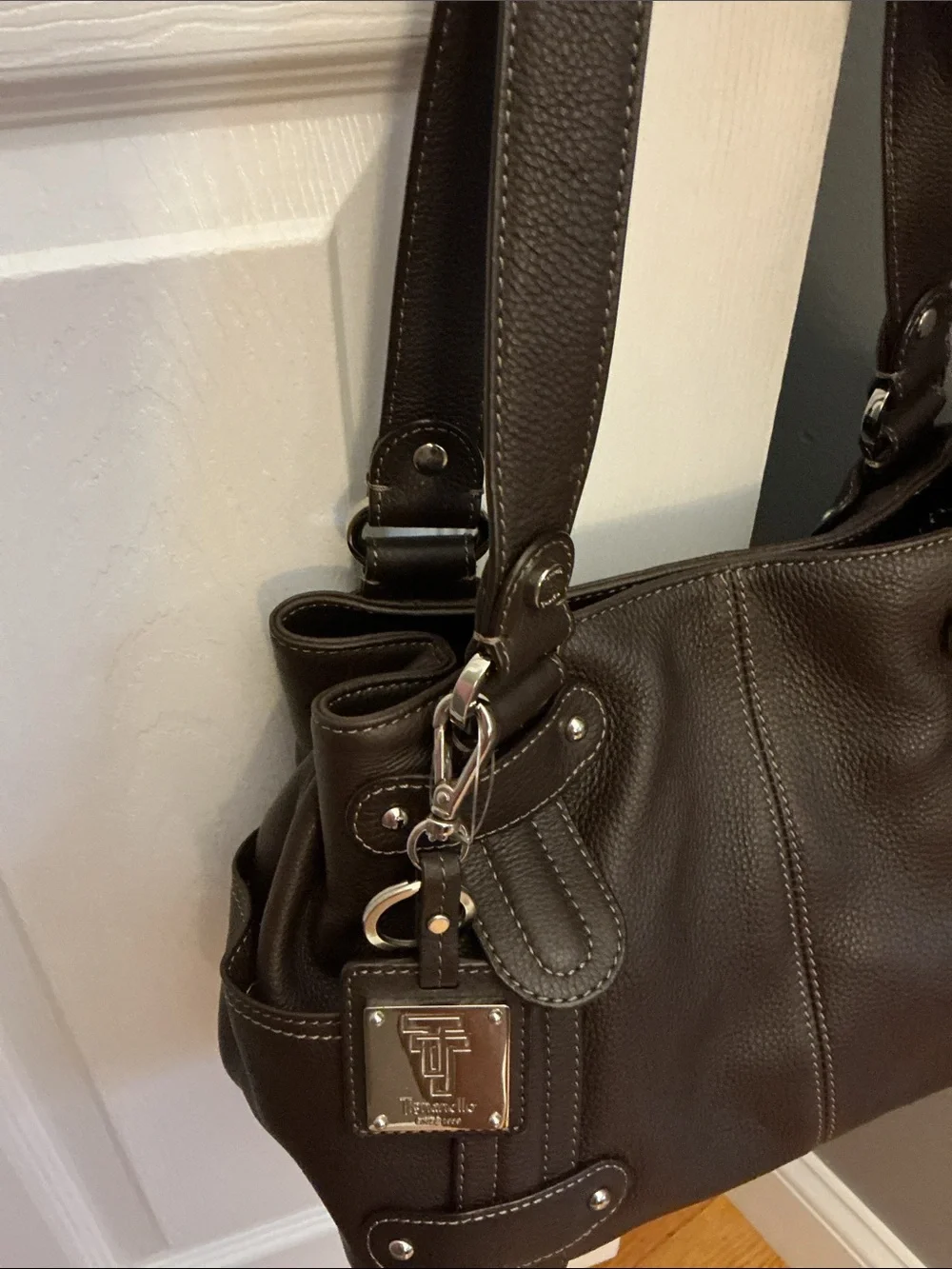 Tignanello Dark Brown Leather Tote Bag. NWT